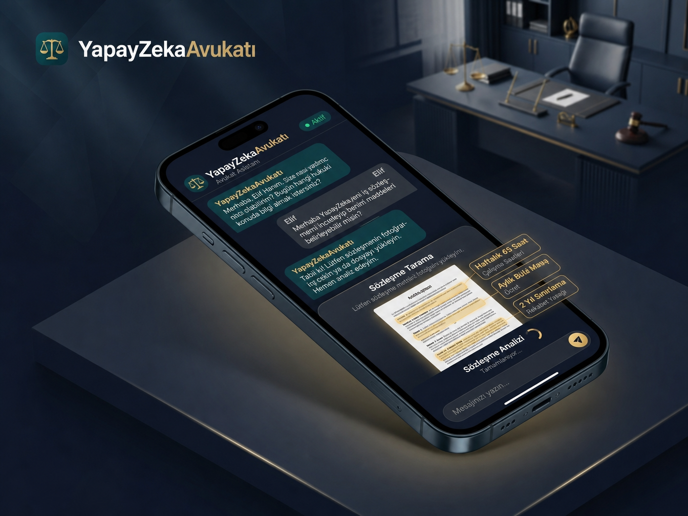 YapayZekaAvukatı Mobil Uygulama Ekranı
